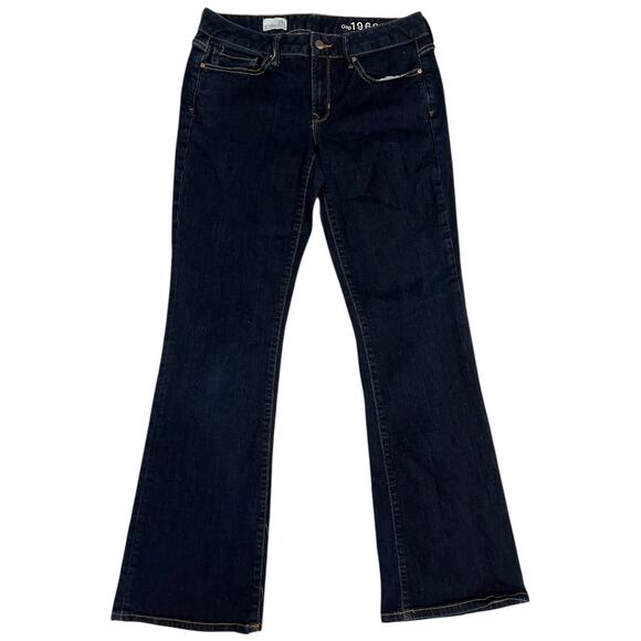 GAP 1969 Long and Lean Dark Wash Flare Jeans Womens Size 28R - Picture 1 of 12